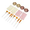 16-teiliges Gesichtsmasken-Mischschüssel-Set 4 Stück Edelstahl-Schüsseln Fächerpinsel Flachkopf-Pinsel Fleece-Stirnbänder Gold Silber