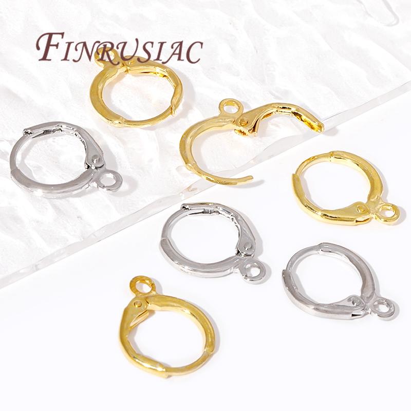18K Gold Plated Brass Earring Hooks For Jewelry Making,Fastener Earwires Earrring Setting Accessories DIY Findings