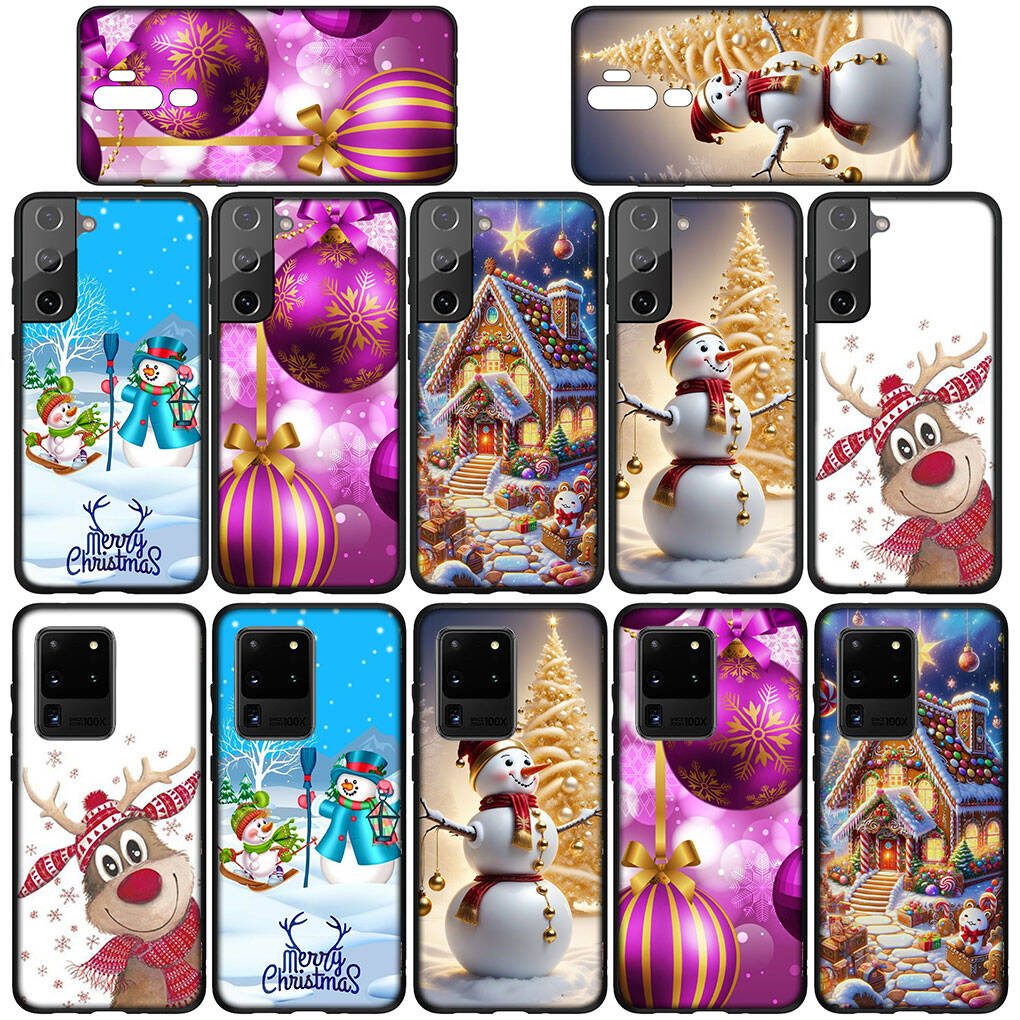 Phone Case for Samsung Galaxy S25 S23 S22 S24 Ultra FE A05 A06 A15 A16 A36 A37 A35 A54 A55 A56 A57 A25 A26 A53 A17 Snowman Merry Christmas Deer Cover