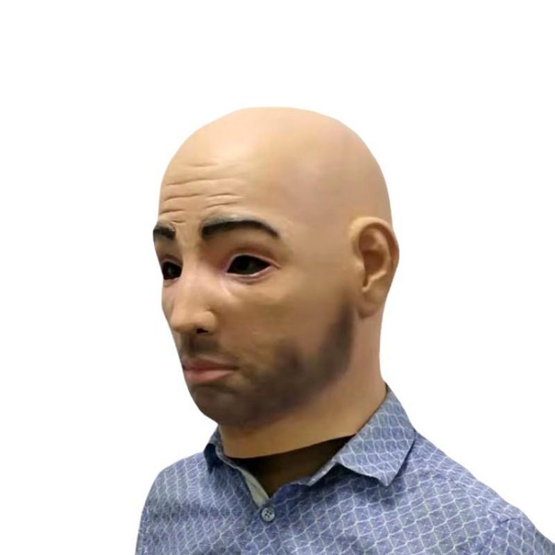 Realistic Bald Head Mask Men Halloween Party Cosplay Costume Accessory Latex Full