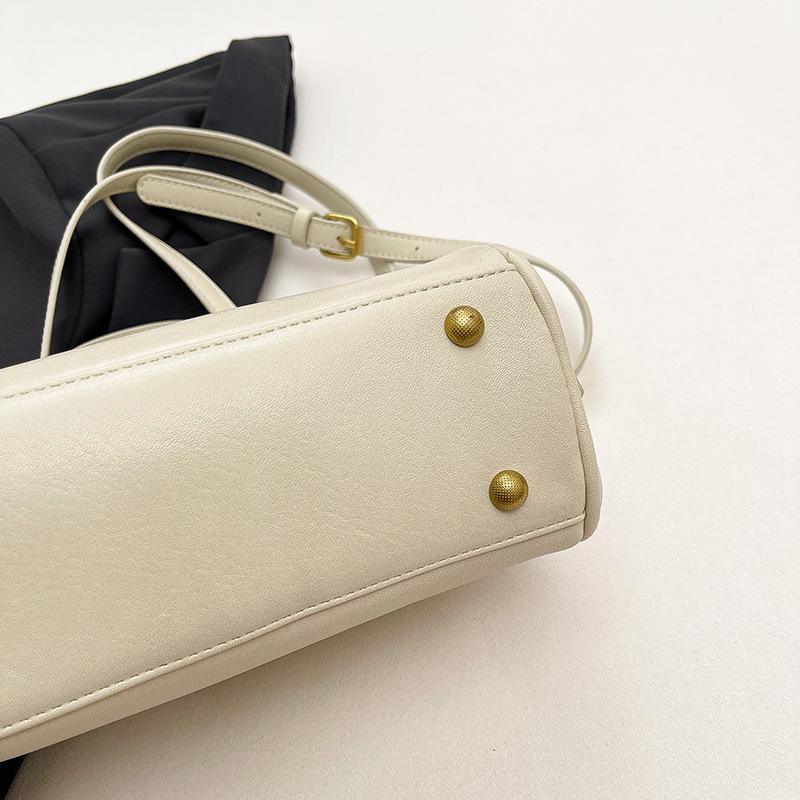 Retro Korean-Style Solid Color Boston Handbag - Women's Single Shoulder Crossbody Bag