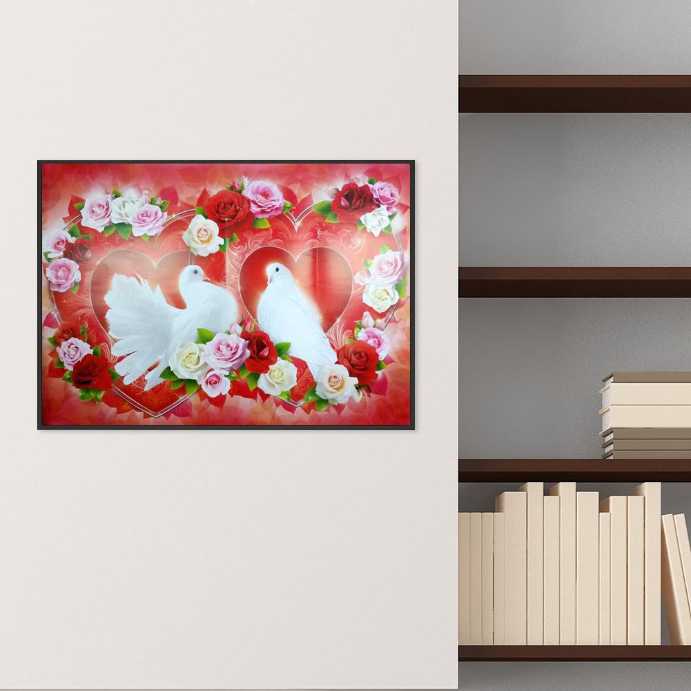 Huacan 5D DIY DIY Diamantové vyšívací sady Love Pigeon Cross Stitch