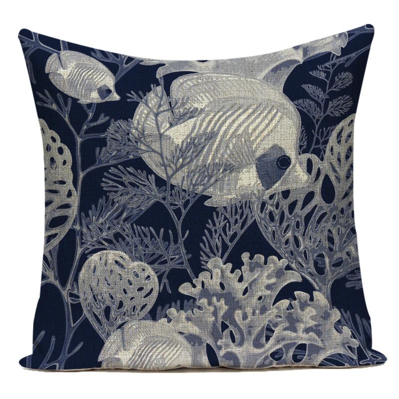Nordic Coral Conch Cartoon Marine Life Cushion Cover - Home Decor Sofa Bed Pillow Case Seat Chair Throw Pillow Cover