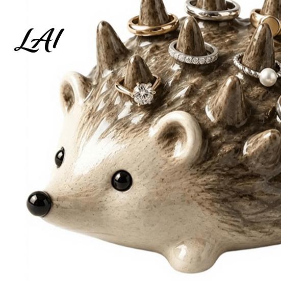 Resin Jewelry Organizer Hedgehog Ring Holder Cute for Rings Waterproof Animal Decorative Tray Storage Vanity Dresser Bathroom Gift Women