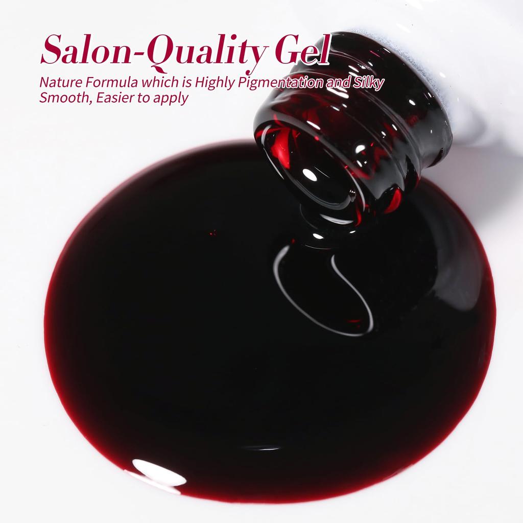 BORN PRETTY Gel Nagellack, Rot, Tiefes Weinrot, 6-Farben Set, Rote Kollektion, Klares Gel, UV- & LED-Kompatibel, Salonnägel, DIY Nail Art