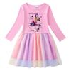 Korean-Style Kpop Demon Slayer Mesh Princess Dress for Kids - Short Sleeve for Summer, Long Sleeve for Spring/Autumn