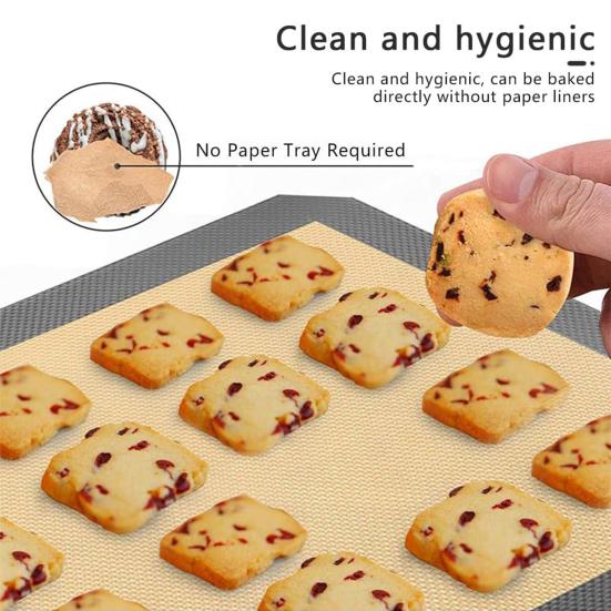 Yousheng 0.4mm Silicone Baking Mat with Fiberglass Non-Stick Oven Liner Heat Resistant Reusable Pad for Baking Cookies Pastries Dishwasher Safe Tool