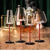 Red Stem Wine Glass Set, Hand-Blown Crystal Burgundy Glasses for Red Wine & Champagne