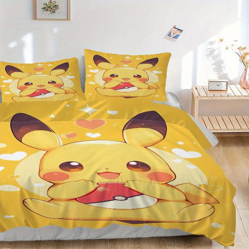 

3pcs Cute Pikachu Bedding Set - Includes Quilt Cover and Pillowcases, Suitable for All Seasons, Machine Washable - Ideal Gift for Family and Friends.F 135x200cm