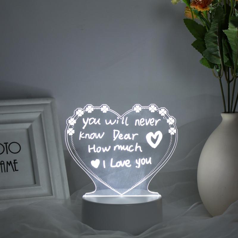 Note Board Creative USB Led Night Light Valentine's Day Gift Decor Nightlights Girlfriend Birthday Gift Wedding Decor Night Lamp
