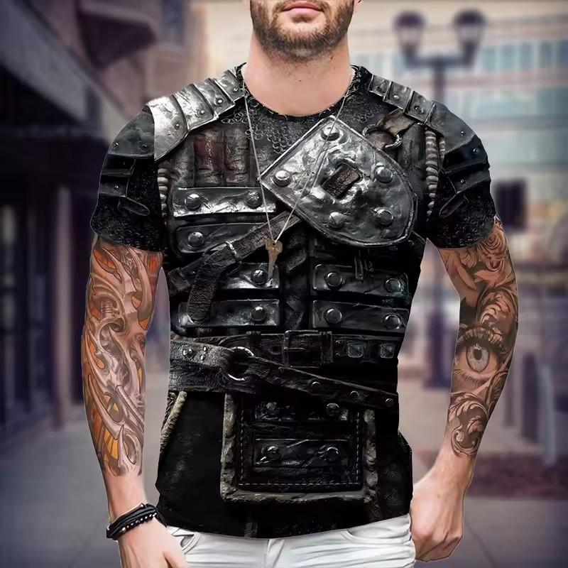 

Графическая винтажная мужская одежда большого размера Viking Armor с 3D-принтом, футболки Харадзюку, летний топ с коротким рукавом, повседневная футболка 6XL