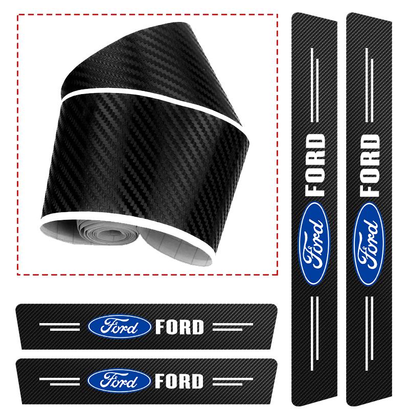 VOPL3 Car Carbon Fiber Trunk Stickers Car Threshold Sticker For Ford Focus Fiesta Mondeo Explorer Transit Fusion Auto Decorative Decal