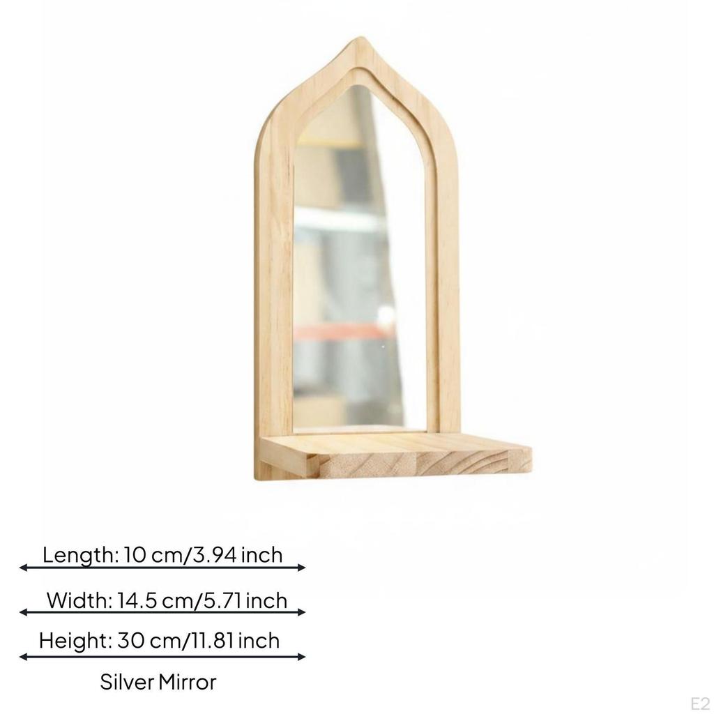 Holz Wandspiegel Regal Holzrahmen Bogenförmig Vielseitig Wohnkultur für Schlafzimmer, Wohn