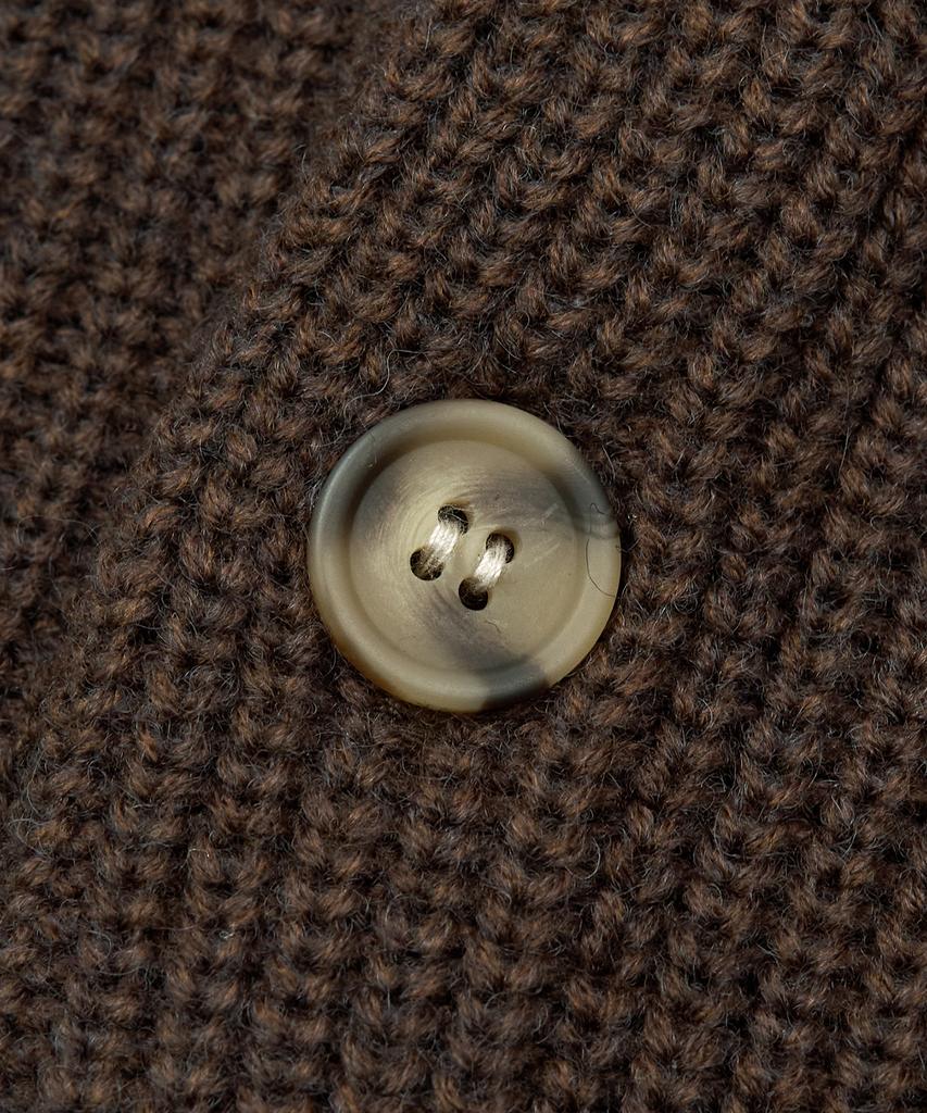 Toffee Oversized Round Neck Knit Cardigan (Brown)