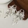 Silver Tone Leaf Tassel Dangle Earrings for Women Chic Statement Earrings with Fringe Design Elegant Party Wedding  Gifts