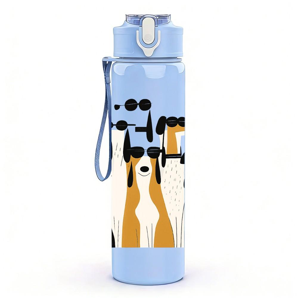 1PC Violin Silhouette Art 750ml Color Plastic Sports Water Bottle Leakproof Flip Straw Lid Suitable for Sports Office Home Use