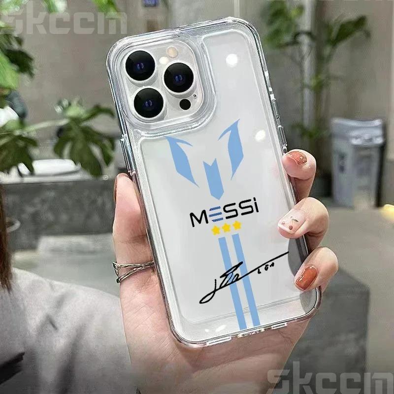 MESSi Football Transparent Phone Case For iPhone 15 16 14 13 12 11 Pro Max Mini X XS XR 7 8 15 Plus Shockproof Soft Cover
