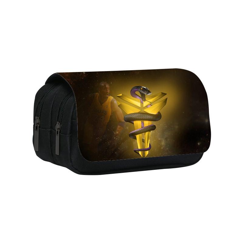 Kobe Bryant Double Layer Pencil Case With Nylon Material For Students And Nba Fans