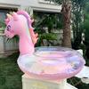 Charming Unicorn Inflatable Swim Ring - Cute Sequin Rainbow Horse Design, Durable PVC Material, Perfect for Summer Pool Parties
