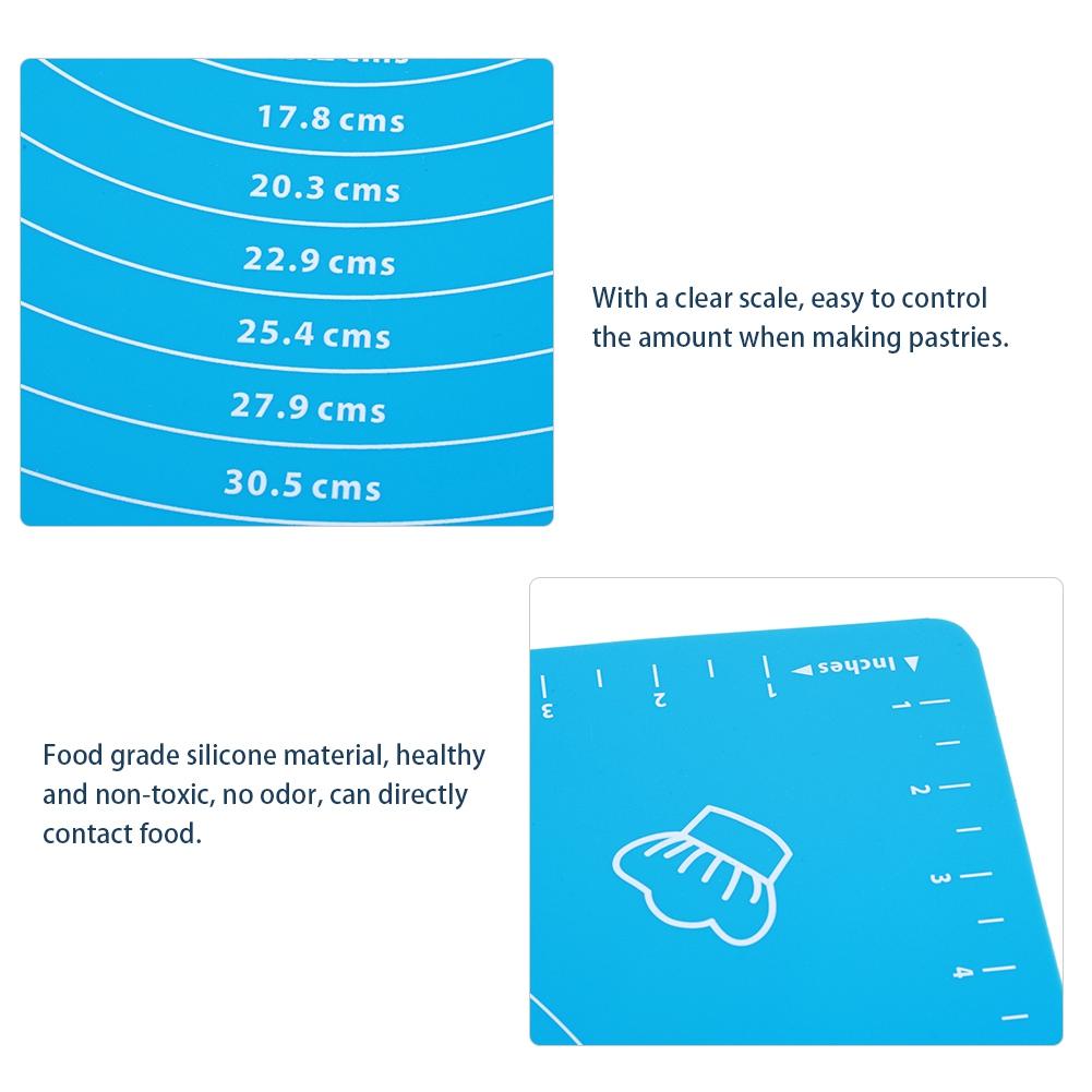 Kök Förtjockad Silikon Kaveldyna Bakmatta med Skalor DIY Bakverktyg Blå 40x50cm