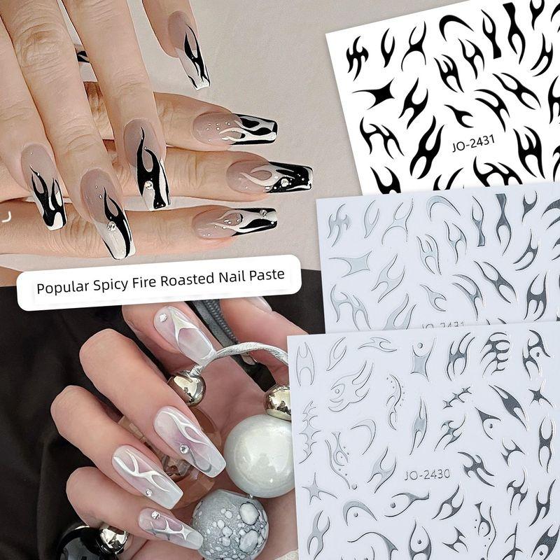 

Золотой и серебряный цвет, мелкий узор, черно-белая наклейка для ногтей 6 models a set