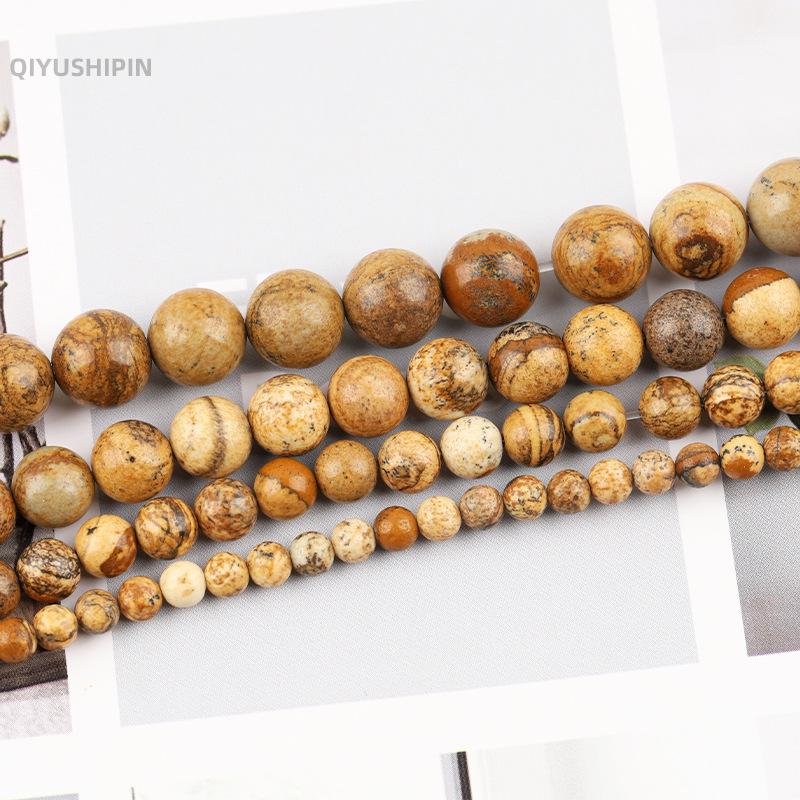

Natural Picture Stone Round Beads for DIY Jewelry Accessories 4mm≈90 beads/string