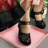 Women's Spring Soft Leather Soft Sole Medium Heel Thick Heel Retro Casual Women's Shoes Ethnic Style