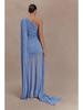 Women's Mesh Patchwork One-Shoulder Cape Slim-Fit Party Dress