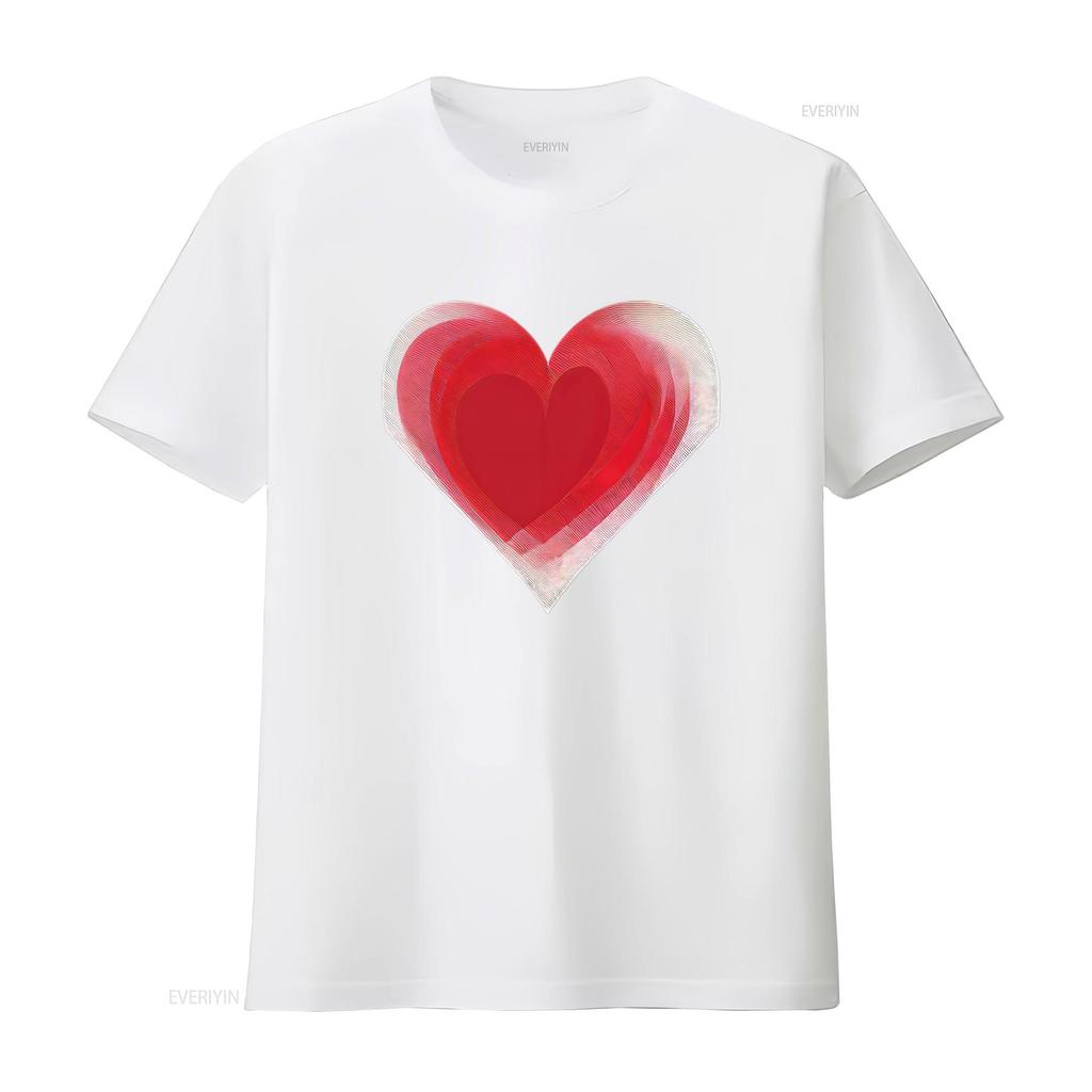 Red Heart Summer T Shirt for Women with Cool Prints National Parents Day S Vintage Washed Fashion Streetwear Breathable