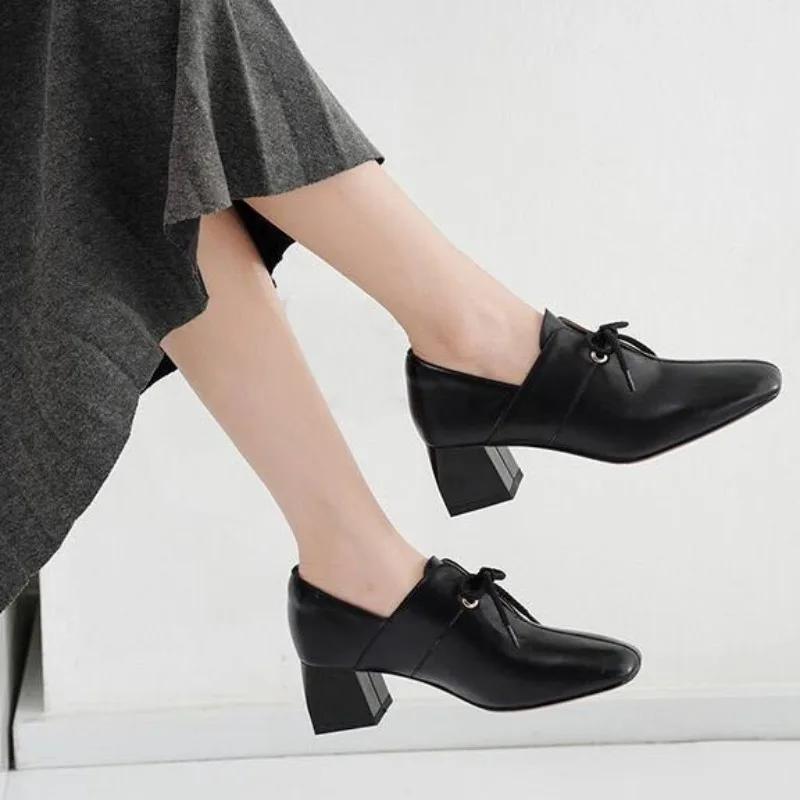 Woman Pumps Square Heels Comfortable And Elegant Non Slip Shoes For Women Casual With Promotion Hot Discount Genuine Mark