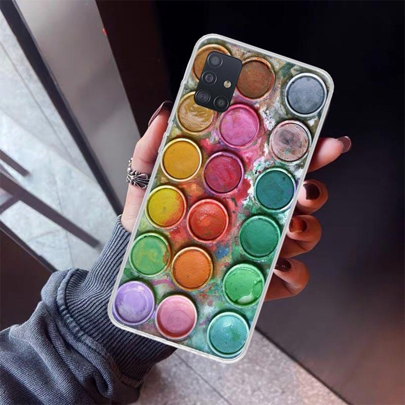 Watercolors Set Paint Palette Painting Box Phone Case For Samsung Galaxy A12 A52S A42 A32 A22 A51 A50 Note 20 Ultra 10 S10 Plus