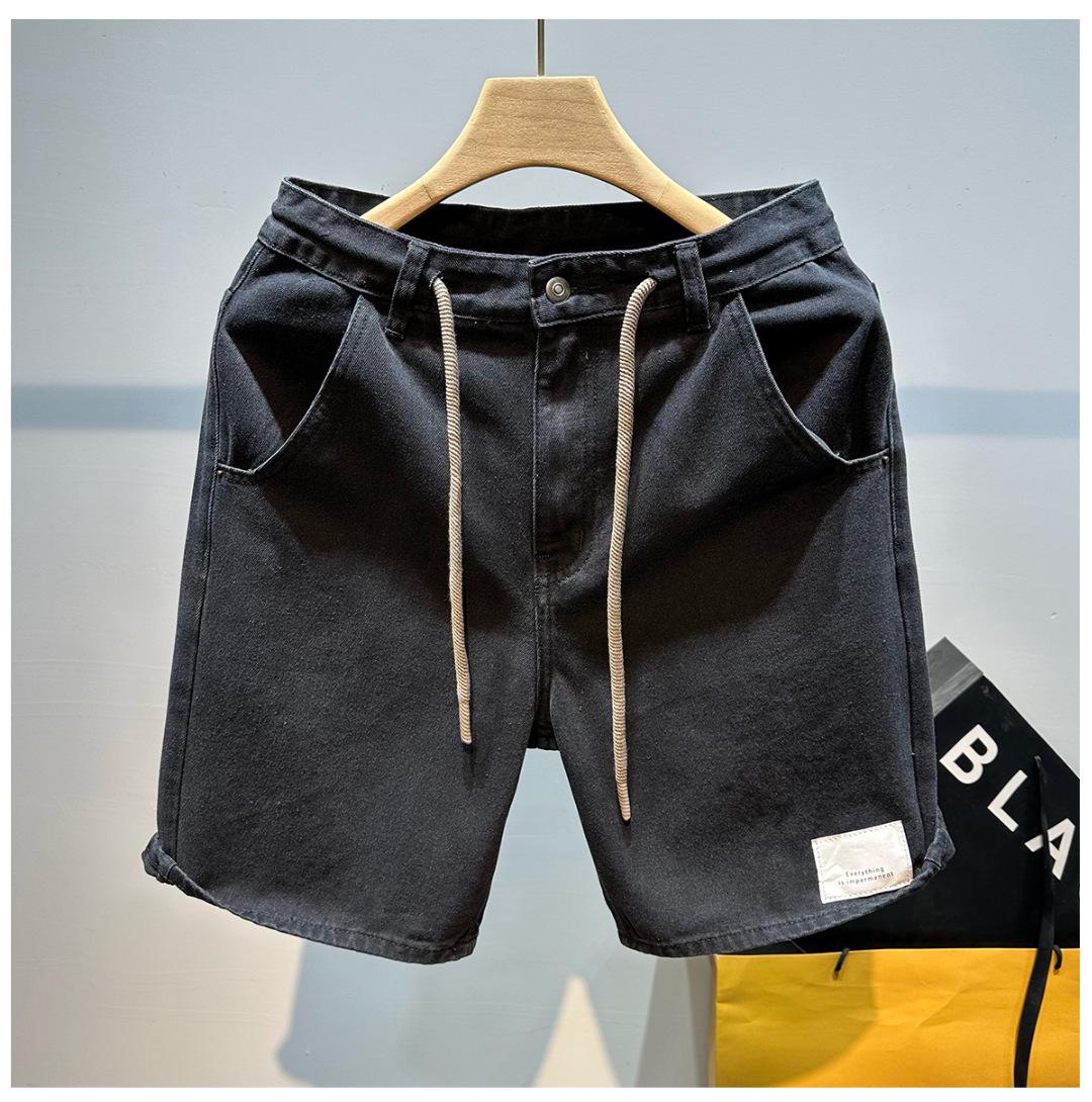 

Мужские летние прямые синие тонкие джинсовые шорты до колена 29 чёрный