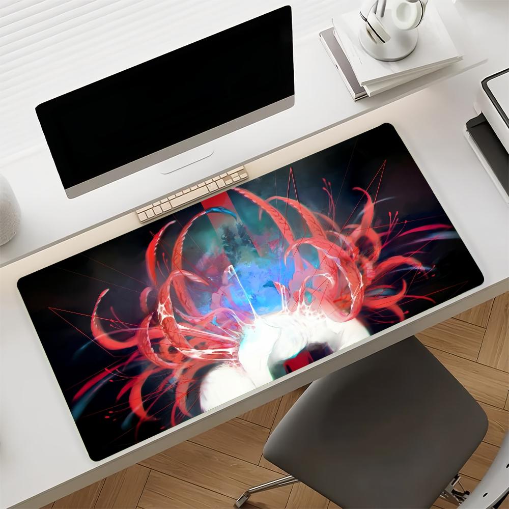 Gaming Mouse Pad with Antislip Base and Stitched Edges Red Spider Lily  Skeleton Pattern Print Desk Mat for PC Laptop Gaming