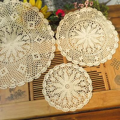 Round Crocheted Doilies Vintage Tablecloth New Dust-proof Cover Cloth