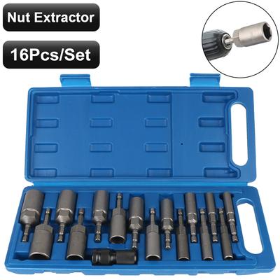 Strumenti Riparazione Auto Universale Portatile 16 PZ/Set Chiave a Bussola Barra Strumenti di Rimozione Testa a Bussola Trapano Elettrico Accessori Auto Strumento Smontaggio Auto