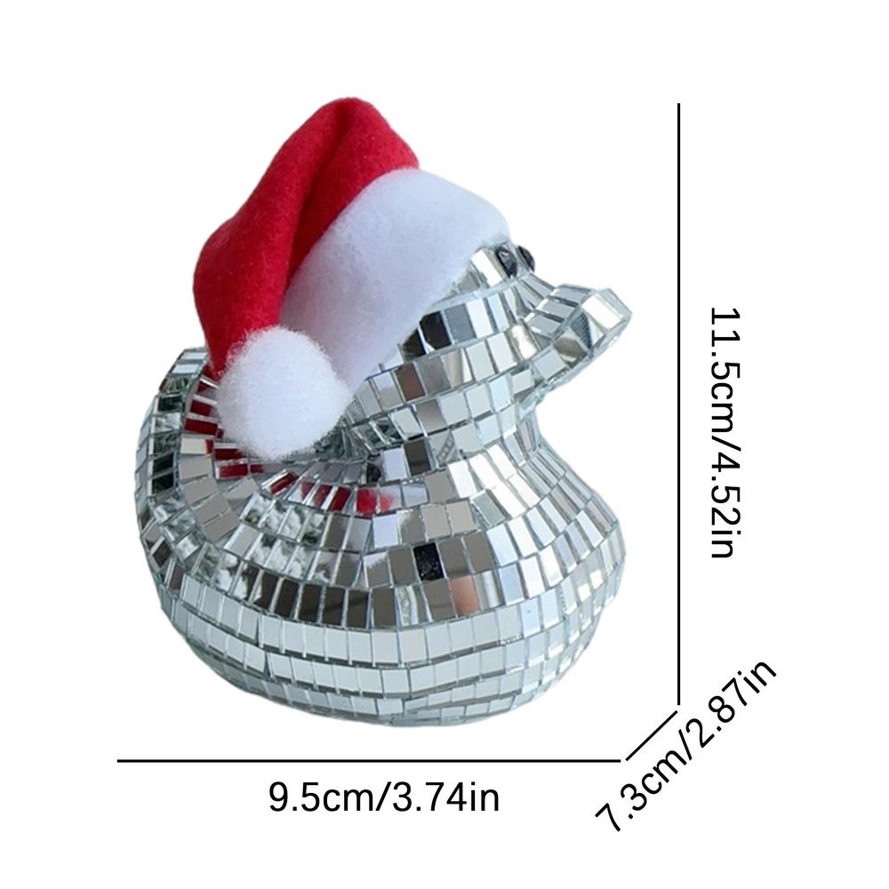 Small Disco Duck Decoration Christmas Foam Duck With Christmas Hat Glass Scene Decoration Dashboard Decor Glass Duck