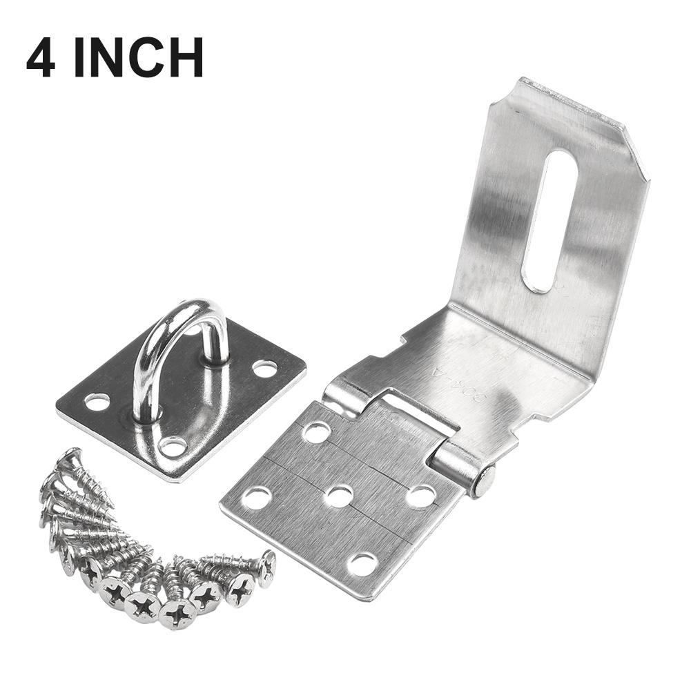 7777777         90 Degrees Latch Lock Cabinet Hasp With Screws Staple For Padlock Gate Door Shed  Box Drawer 304 Stainless Steel