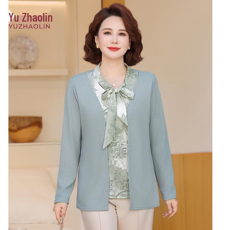 YUZHAOLIN V-Neck Long Sleeve Floral Top 2XL