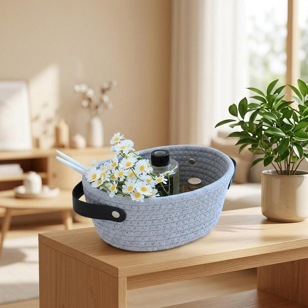 Small Storage Basket Shelf Organizer Multipurpose for Organizing Desktop Sundries Woven