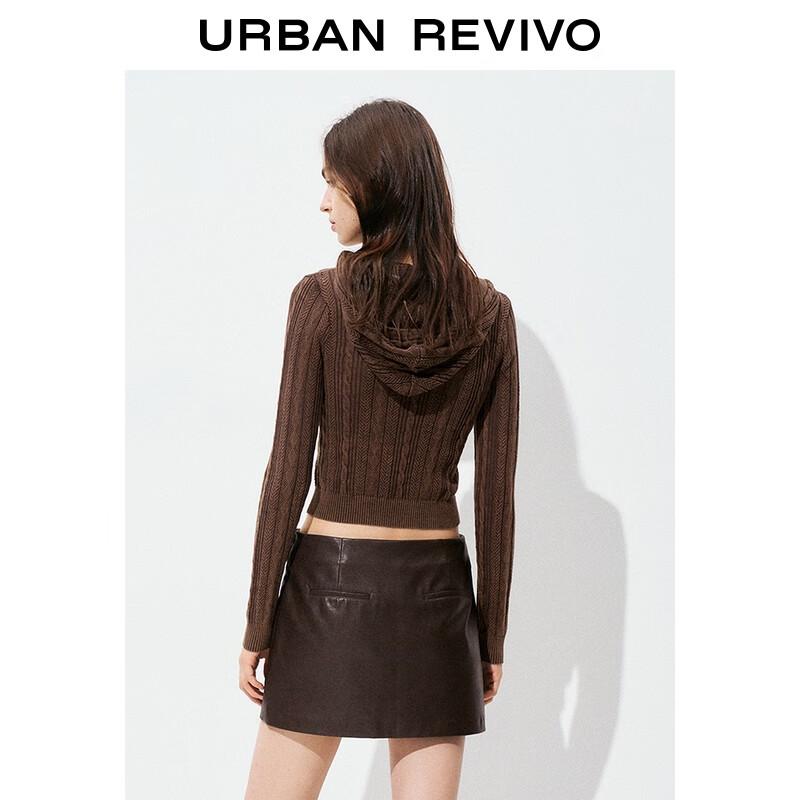 UR Women's Casual Hollow Texture Hooded Knit Sweater