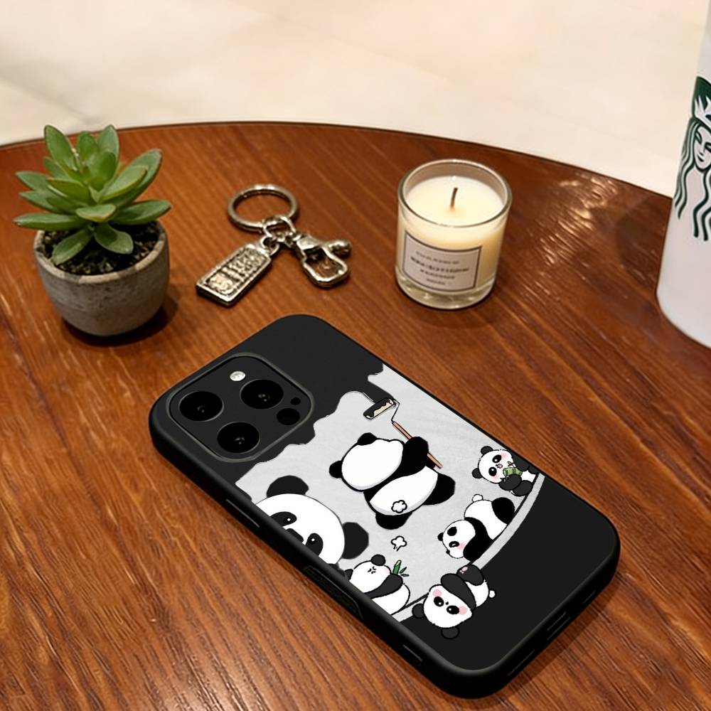 Baby Panda Phone Case For iPhone 17, 16,15,14,13,12,11 Plus,Pro Max, Others Soft Black Cover