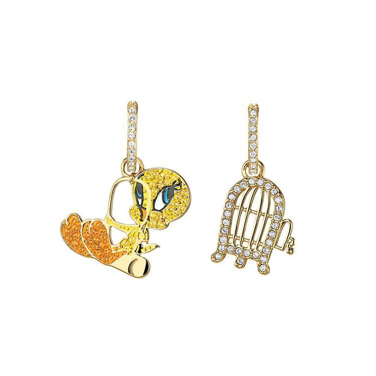 Swarovski Looney Tunes Canary Earrings Women earrings Gold 5487637 Gold Plated,F
