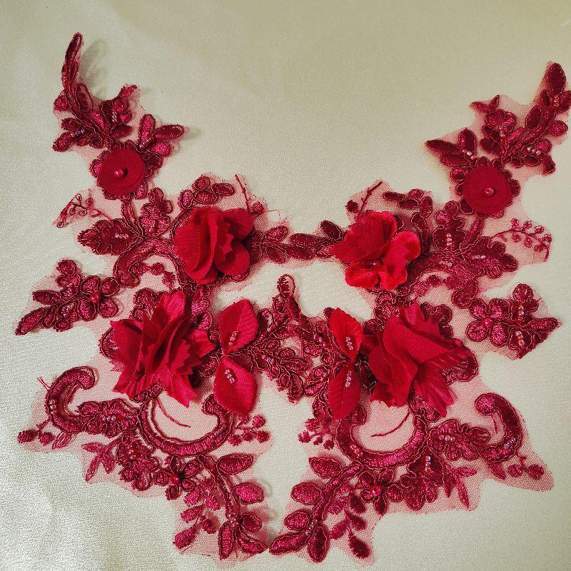 Color Beads Car Bone Lace Pair Flower Wedding Dress Children'S Clothing Dance Clothes Accessories Diy Handmade Fabric Flowers