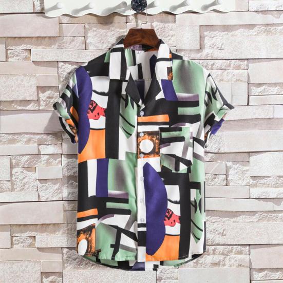 

Мужская рубашка, однобортный кардиган, дышащий, привлекательный, молодежный, свободный, гавайские, красочные, мягкие пляжные топы, мужская одежда