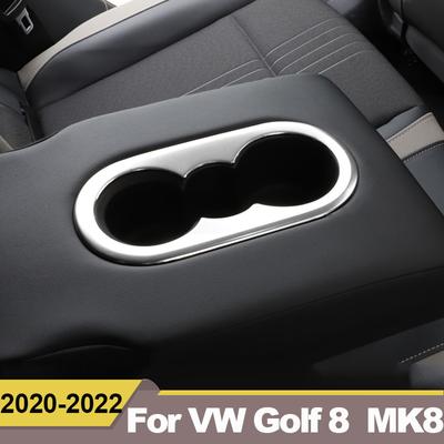 Para Volkswagen VW Golf 8 MK8 2022 Cubiertas Decorativas de Marco para Portavasos Trasero de Coche Adhesivo Decorativo Accesorios