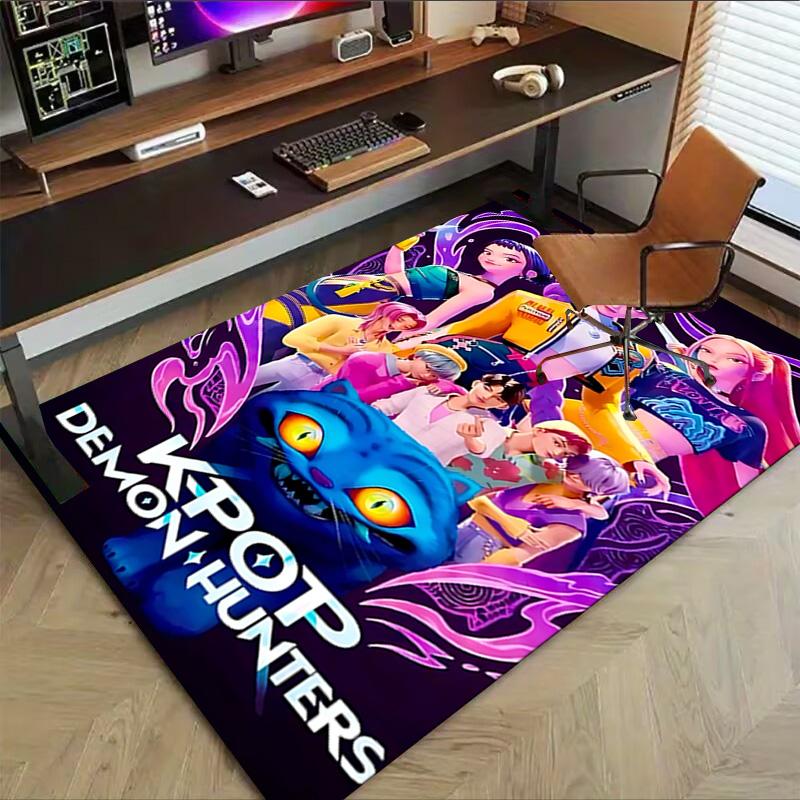 Kpop Demons Carpet For Playroom Bedroom Living Room Sofa Home Decorkids Game Area Rug Nonslip Floor Mat