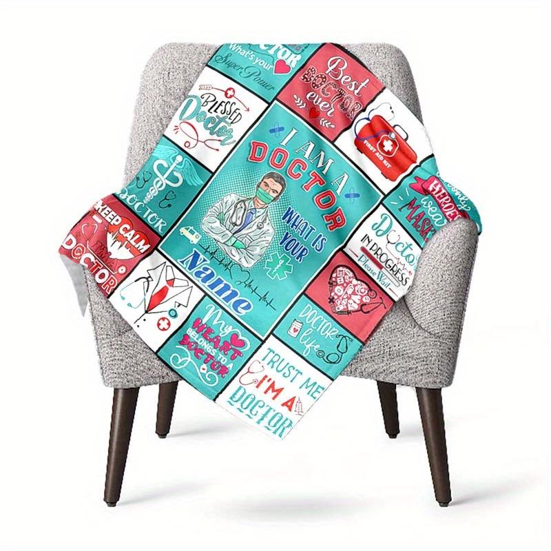Doctor Customize Your Name Blanket Used For Chair Office Sofa Bed Camping Soft And Warm Giving Friends And Relatives Birthday Graduation Gift