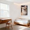 Fluffy Orange White Cat with Blue Eyes Surprised Expression Cute Lively Metal Tin Sign Decorative Wall Art for Home Office Bedro