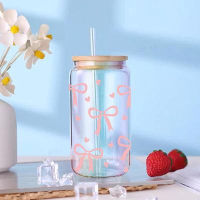 Adesivi per trasferimenti 3D Uv Dtf da 16 once, con fiocco stampato per tazze, fai da te, in vetro, ceramica, metallo, pelle