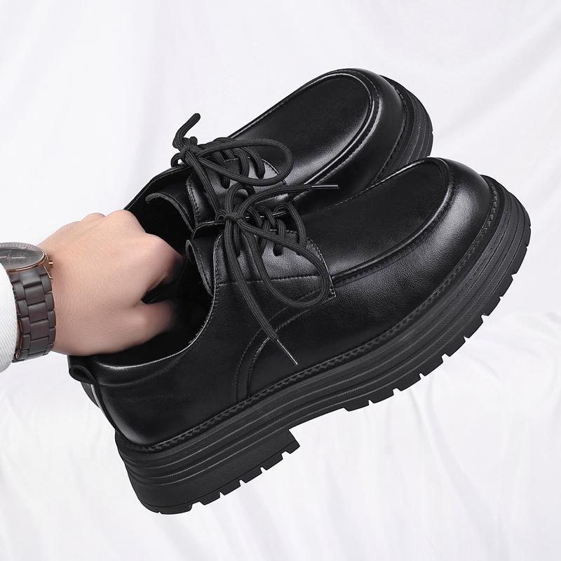 Fashion Business Thick Soled Men's Shoes Fashionable Classic Design Style Wedding Outdoor Trendy Party Daily Office Black Shoes New